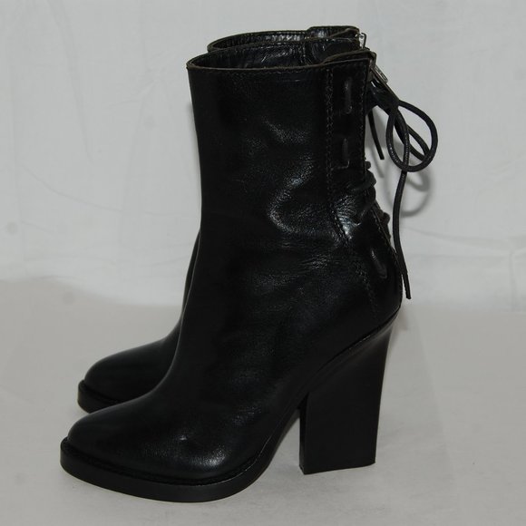 $485❤️ 36/6 HAIDER ACKERMANN Black Real Leather High Heel Ankle Boots Bootie - Picture 2 of 10